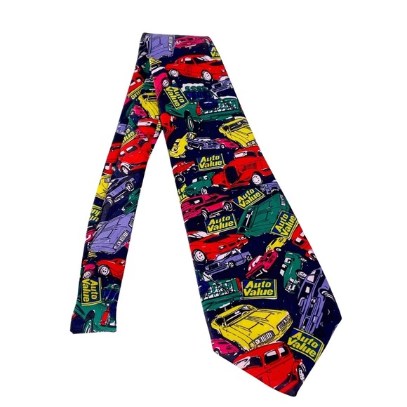 Vtg Concerto Auto Value Classic Cars Tie Men's Retro Colorful Print - Picture 8 of 15